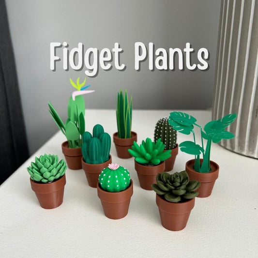 Close-up of the BDSLYBD 'Sprout' 3D Printed Fidget Plant, highlighting its smooth, durable plastic texture.