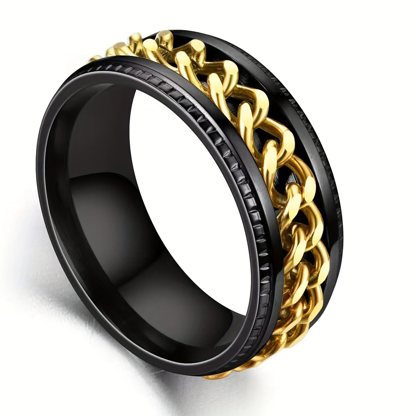 ZenSpin Titanium Spinner Ring Black Blue Inlay Elite