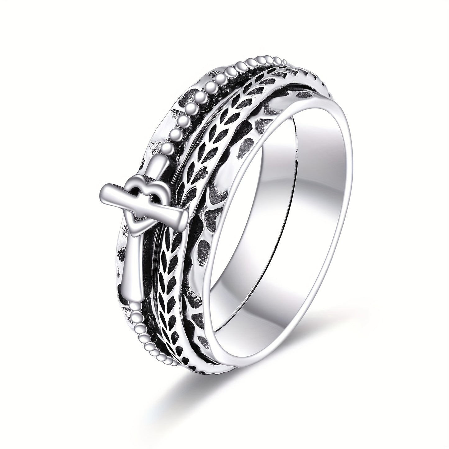 VONALAH Sterling Silver Fidget Ring Cross Edition