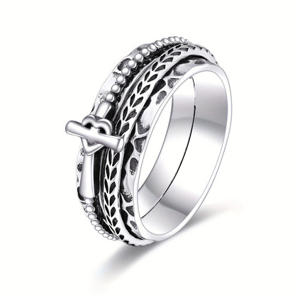 VONALAH Sterling Silver Fidget Ring Cross Edition