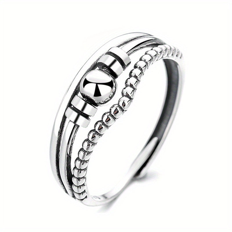 Huatairy Sterling Silver Fidget Ring Rotating Bead Limited