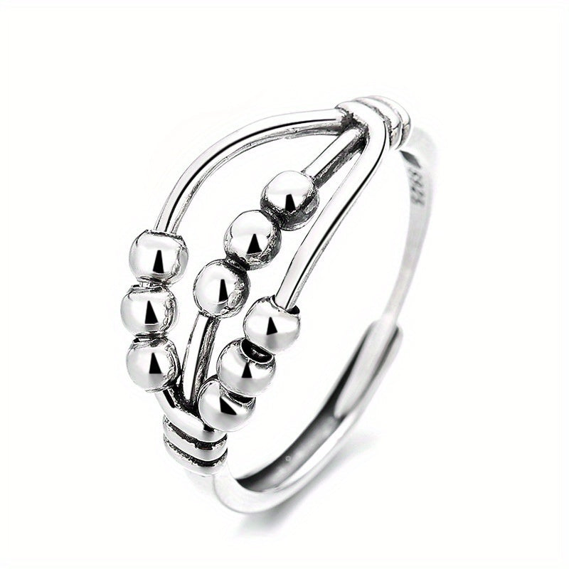 Huatairy Sterling Silver Fidget Ring Rotating Bead Limited