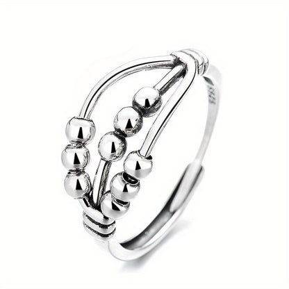 Huatairy Sterling Silver Fidget Ring Rotating Bead Limited