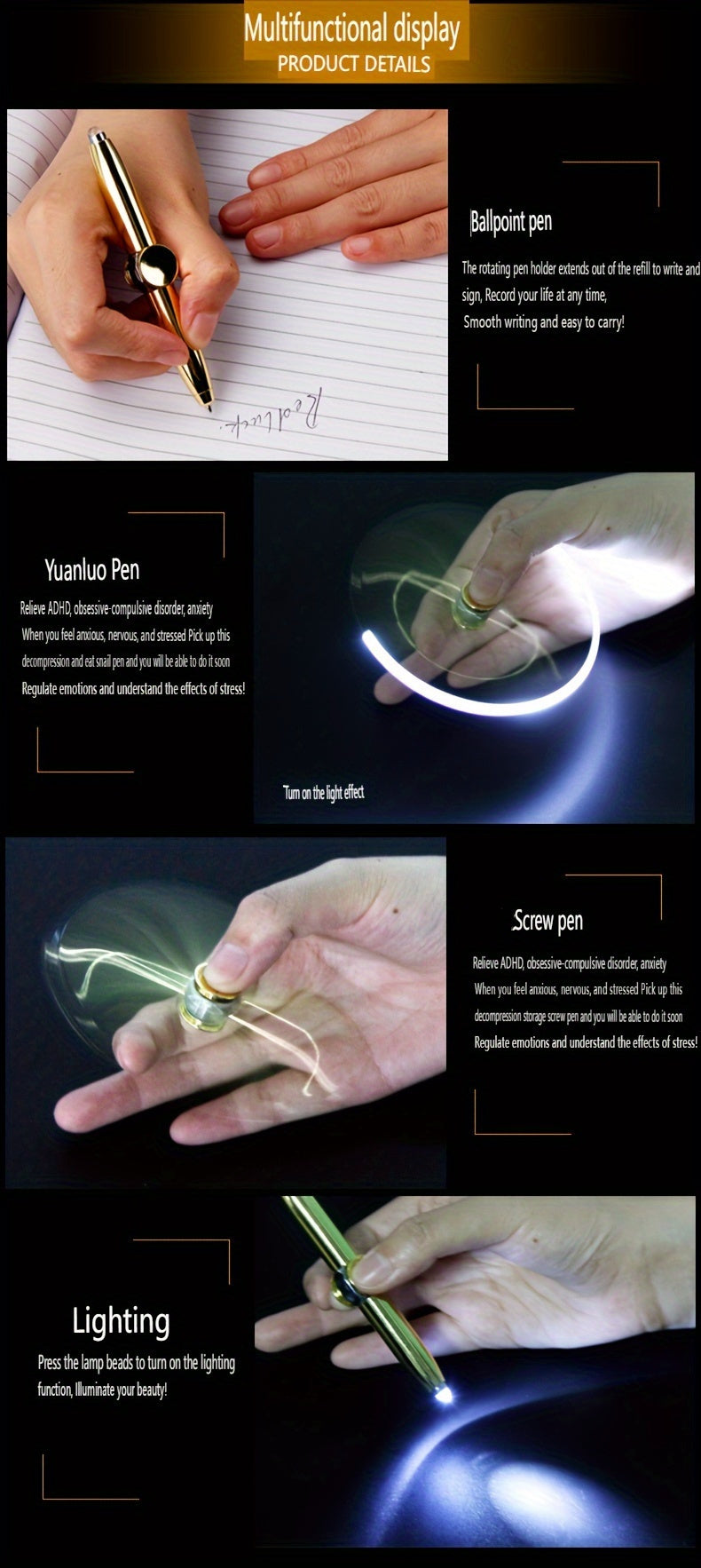 LumiSpin Fidget Spinner Ballpoint Pen Luminous Line Limited