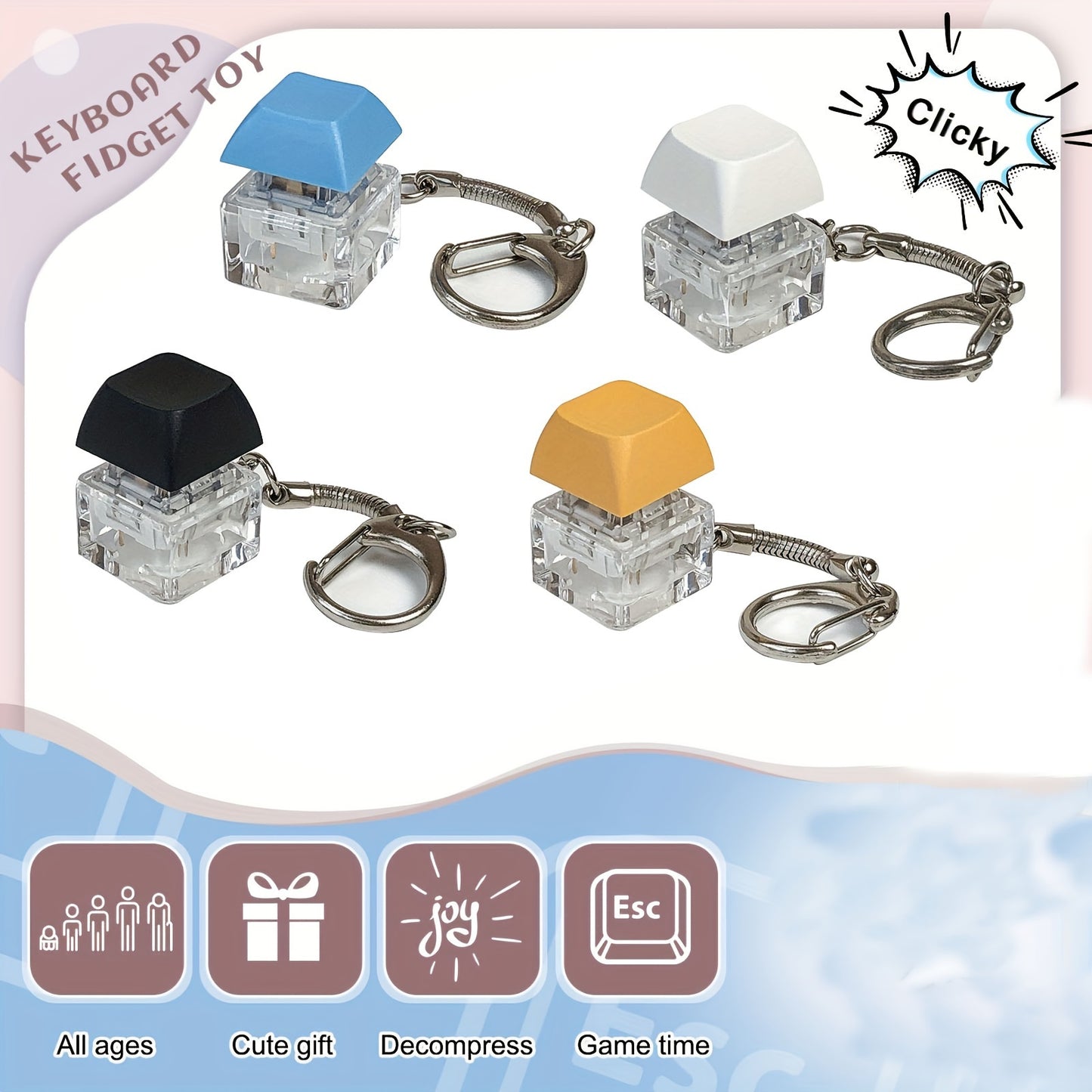 ZenKey Stressverminderend Toetsenbord Sleutelhanger - Knijp Voor Ontspanning