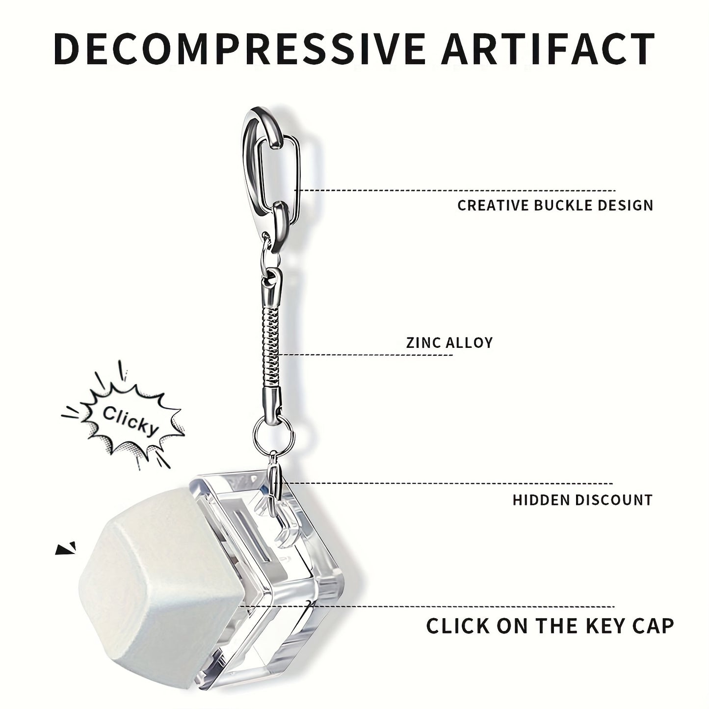 ZenKey Stressverminderend Toetsenbord Sleutelhanger - Knijp Voor Ontspanning