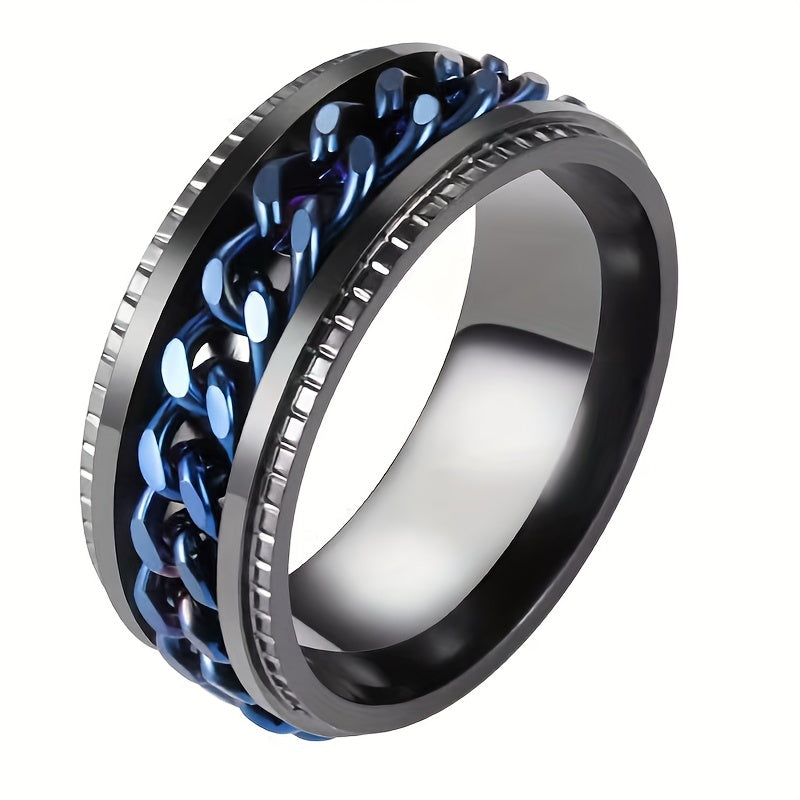 ZenSpin Titanium Spinner Ring Black Blue Inlay Elite