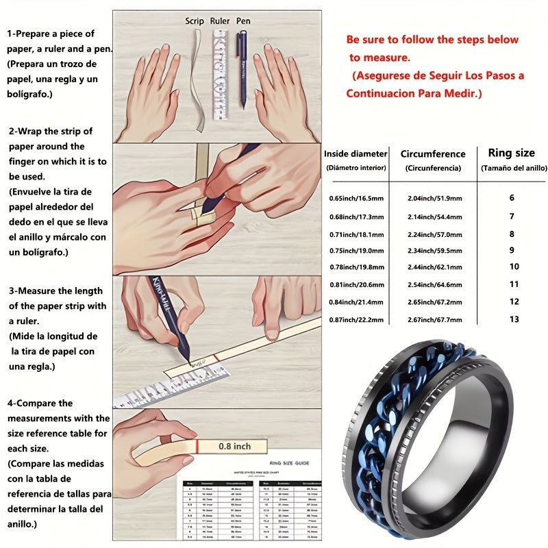 ZenSpin Titanium Spinner Ring Black Blue Inlay Elite