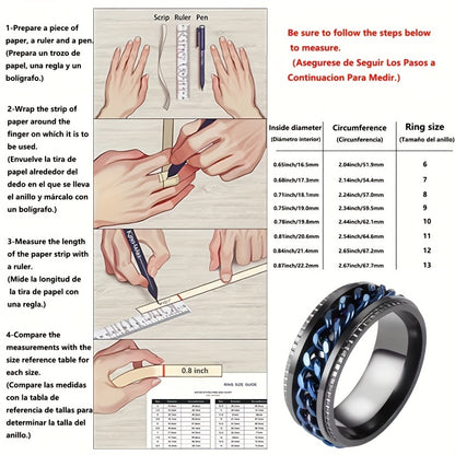 ZenSpin Titanium Spinner Ring Black Blue Inlay Elite