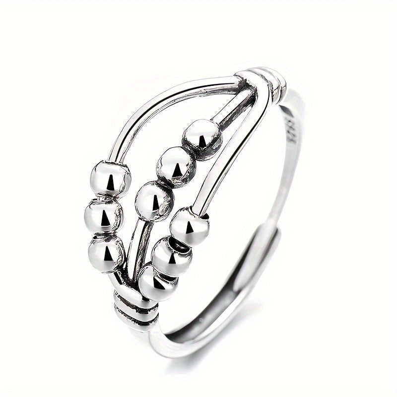 Huatairy Sterling Silver Fidget Ring Rotating Bead Limited