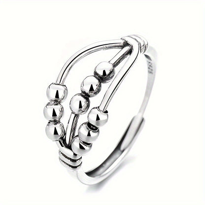 Huatairy Sterling Silver Fidget Ring Rotating Bead Limited