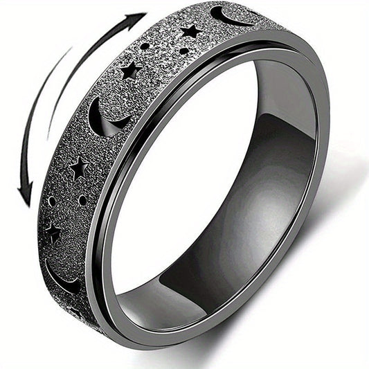 Florideco Elite Stainless Steel Spinner Fidget Ring, a minimalist design on a plain background.