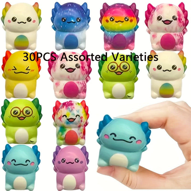 AxolotlJoy 30 Stuks Mini Axolotl Squishy Speeltjes - Rustgevende Fidget