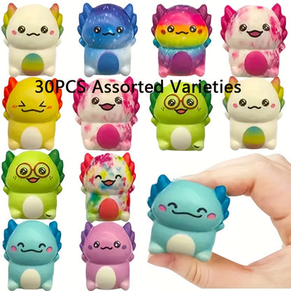 AxolotlJoy 30 Stuks Mini Axolotl Squishy Speeltjes - Rustgevende Fidget