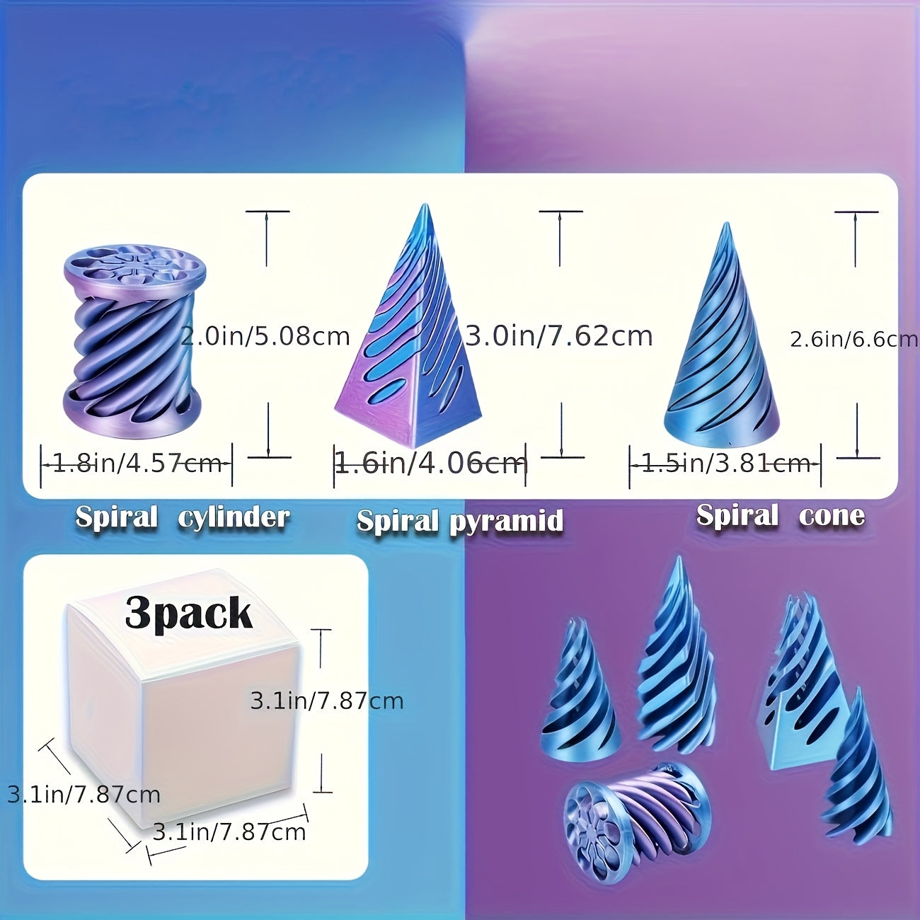 DekoNova Fidget Cones Antigravity Desk Pyramid Acrylic Elite