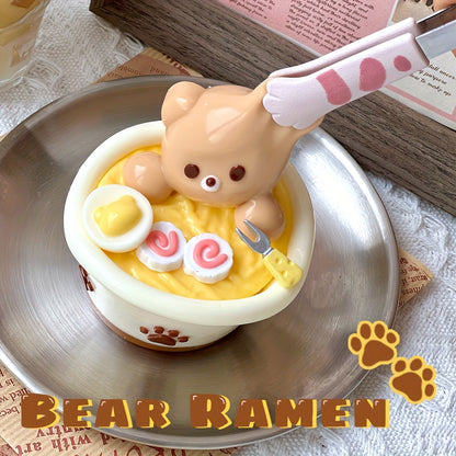 BearZen Bear Ramen Squishy Toy - Langzaam Rijzend Stressverlichting Op Bureau