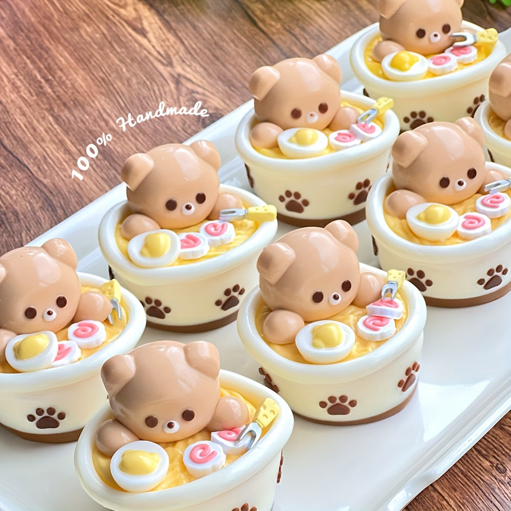 BearZen Bear Ramen Squishy Toy - Langzaam Rijzend Stressverlichting Op Bureau