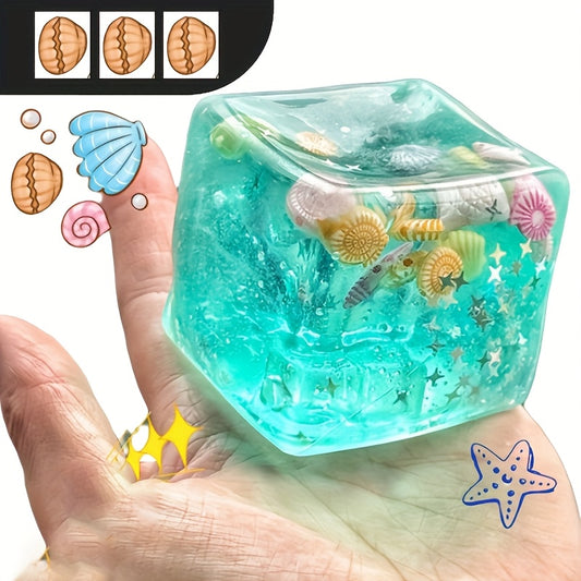 NovaPlay Squeezable 3D Figure Cube in hand, demonstrating its squeezable nature