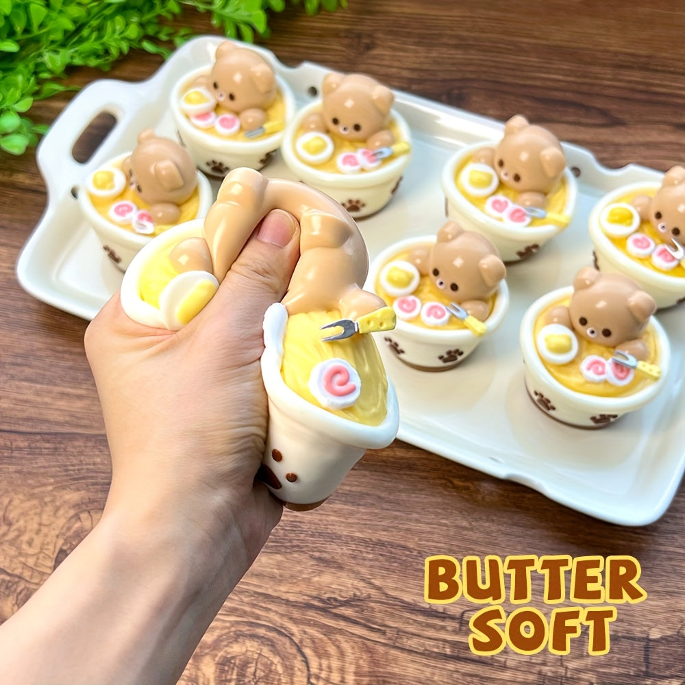 BearZen Bear Ramen Squishy Toy - Langzaam Rijzend Stressverlichting Op Bureau