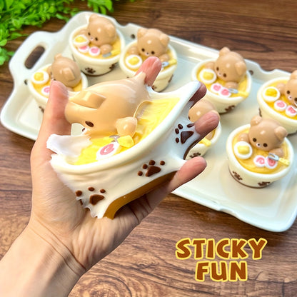 BearZen Bear Ramen Squishy Toy - Langzaam Rijzend Stressverlichting Op Bureau