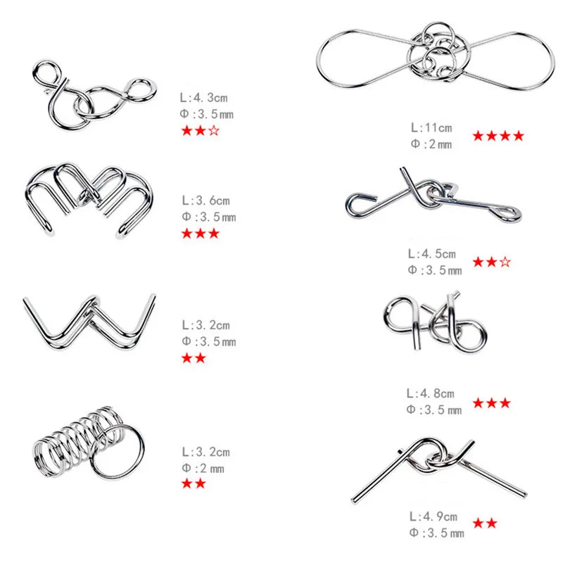 OLOEY 8-Delige Metalen Montessori Draadpuzzel Set - Cognitie Versterkt