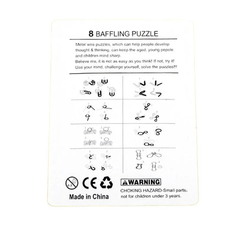 OLOEY 8-Delige Metalen Montessori Draadpuzzel Set - Cognitie Versterkt