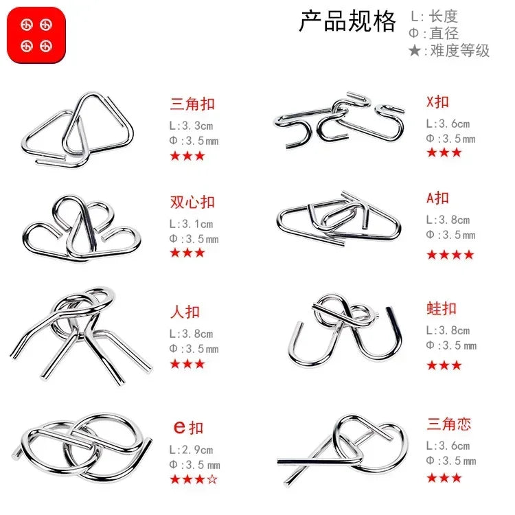 NovaMind Metaal Montessori Puzzelset 8-Delig - Stimuleert Aandacht En Stress