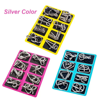 NovaMind 8-Delige Metaal Draadpuzzel Set - Verbetert Focus Voor Volwassenen