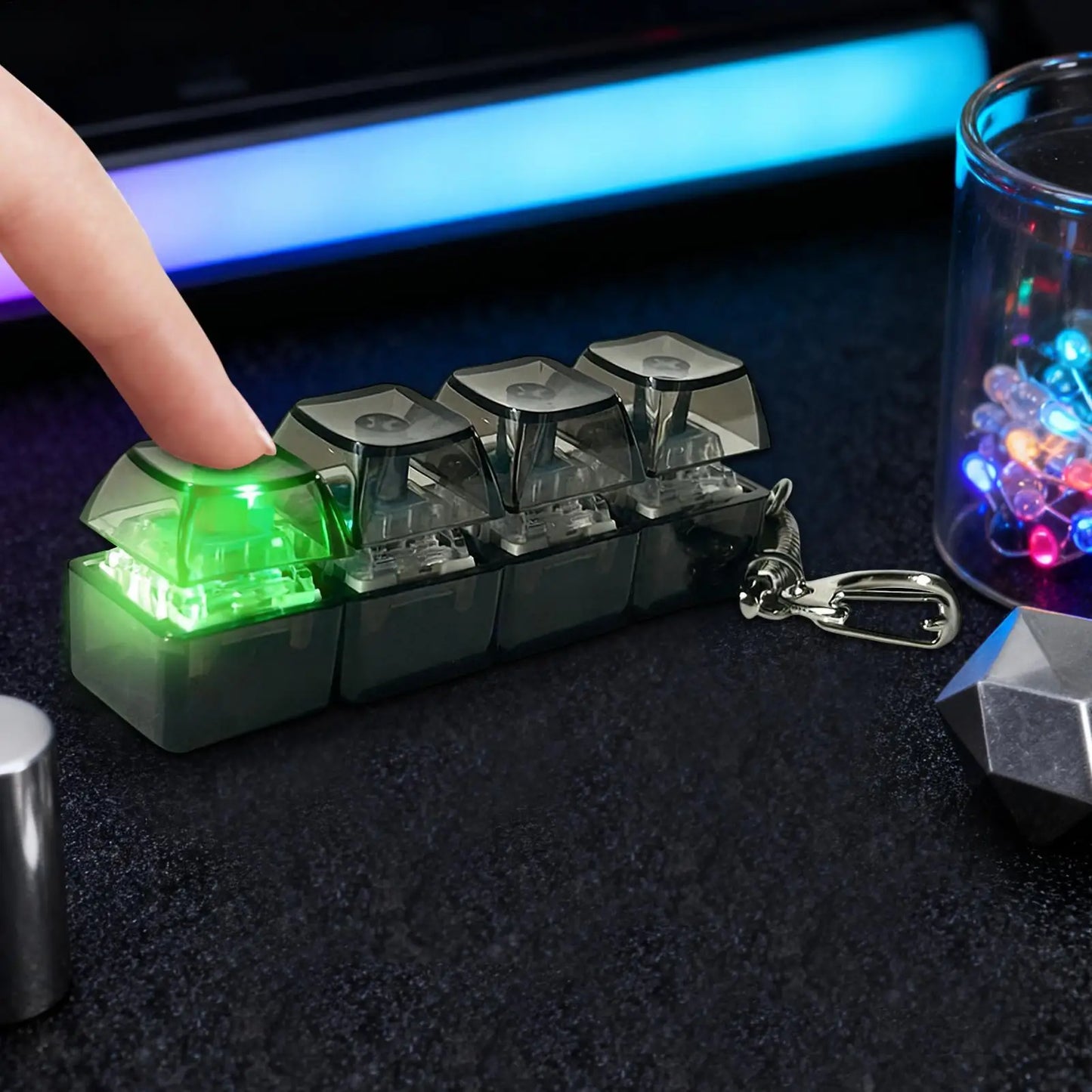 Backlit RGB Fidget Keyboard Keychain Elite Edition