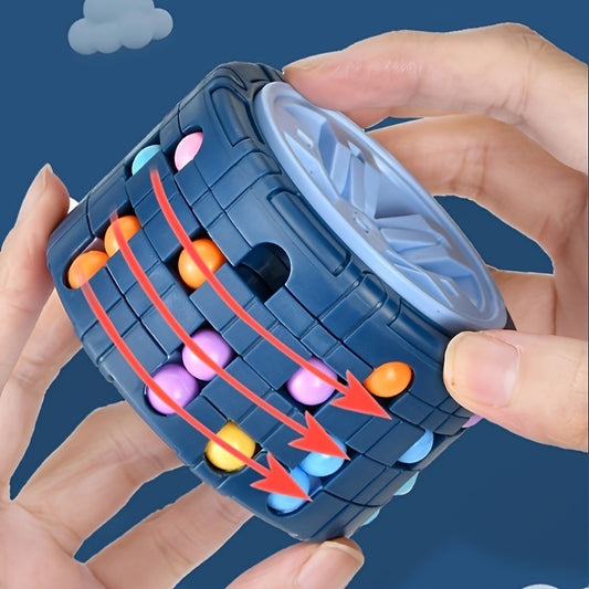 NovaPlay 3D Cylinder Puzzle Gyro Spinner in blue color
