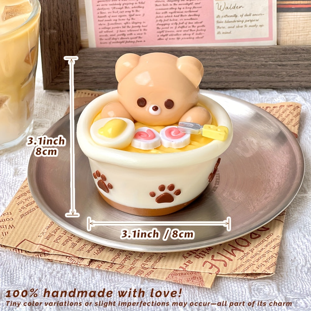 BearZen Bear Ramen Squishy Toy - Langzaam Rijzend Stressverlichting Op Bureau
