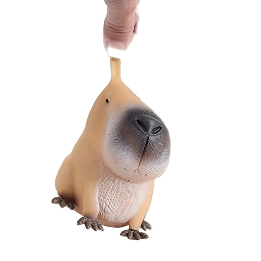 CapyPlay Capybara Squishy Fidget Toy in hand, showing its soft, squeezable texture and fast rebound for stress relief.